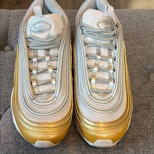 Nike Air Max 97 Gold and Silver Sneakers